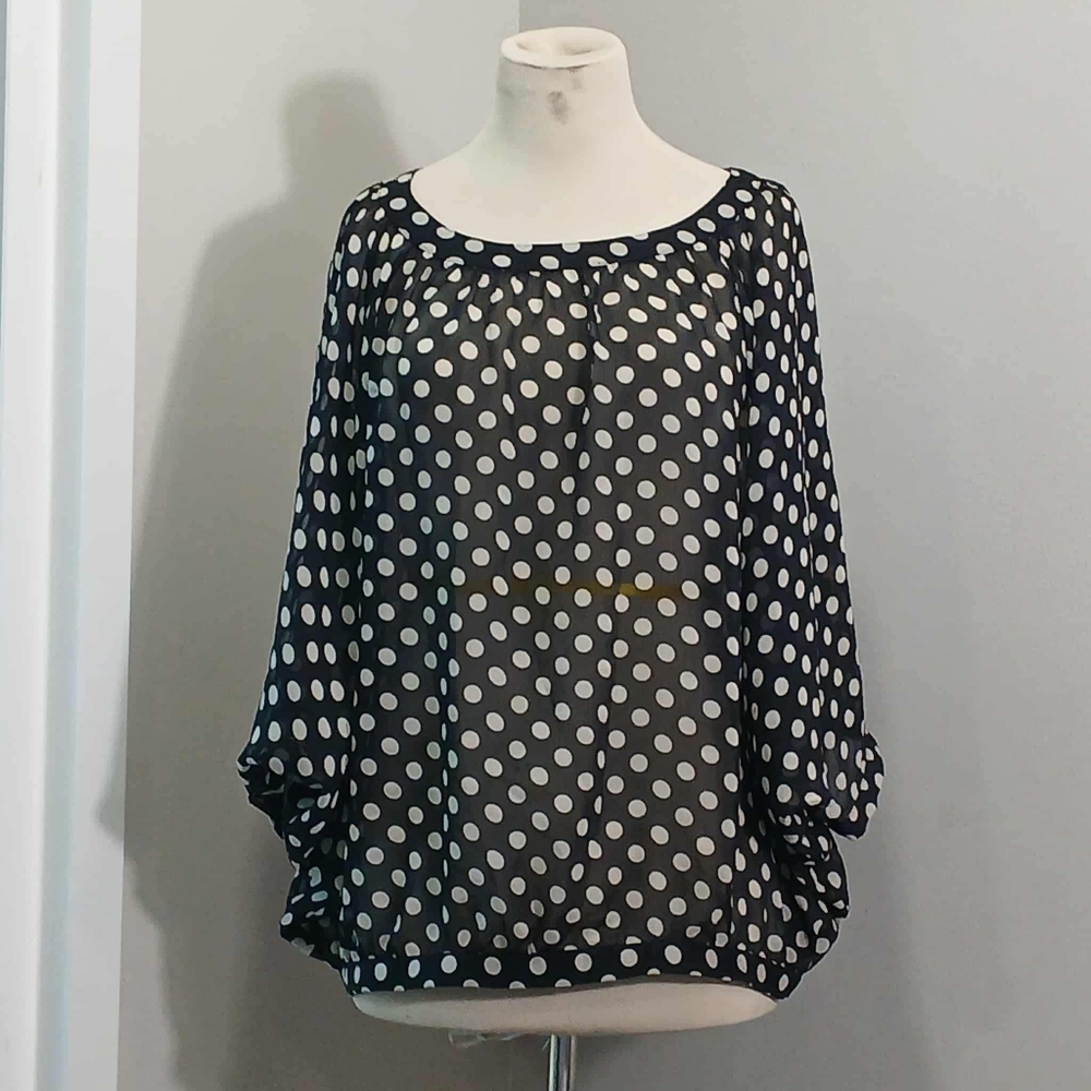 #54 The Limited Black and White Polka Dot Blouse